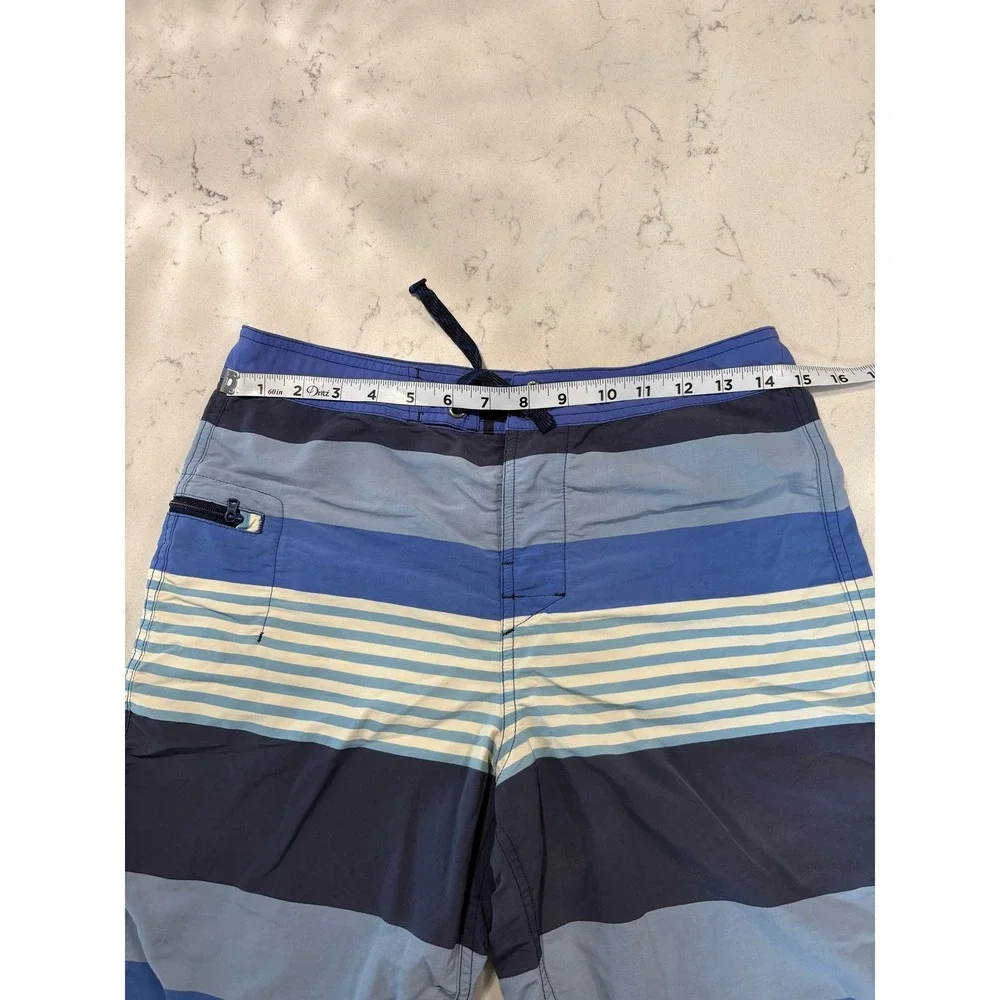 Patagonia Boys Size 18 or XS Mens Blue Striped Board Shorts Coastal Surf‎ Beach